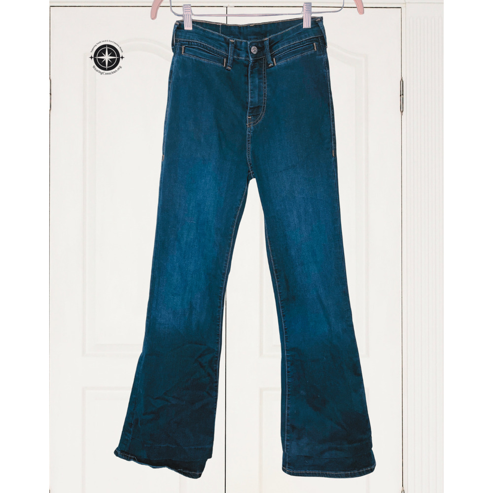 Authentic True Religion FEY High Rise Trouser Flare Leg Jeans – Dark Blue